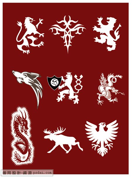 酷图腾(龙、狮子、鹿、鹰等) - 矢量素材区 - 共