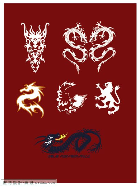 酷图腾(龙、狮子、鹿、鹰等) - 矢量素材区 - 共