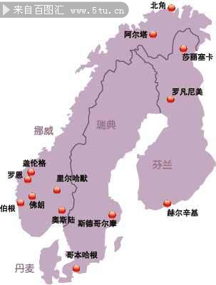 北欧四国地图 矢量