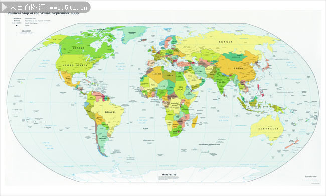 高清英文版世界地图