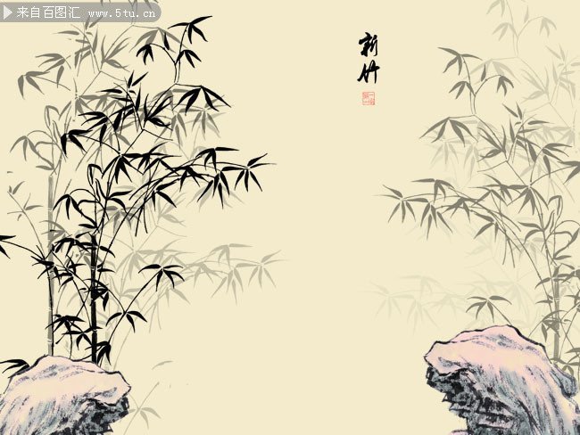 工笔画竹子背景