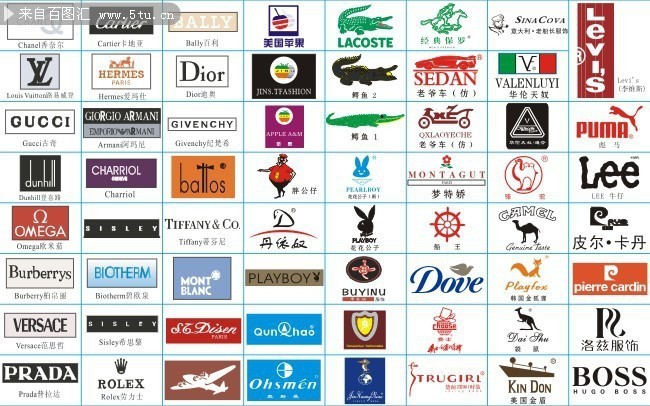 各款品牌服装标志 鳄鱼标志 胖公仔标志 劳力士