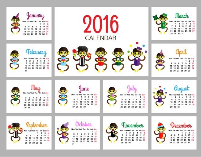 创意2016年猴年年历