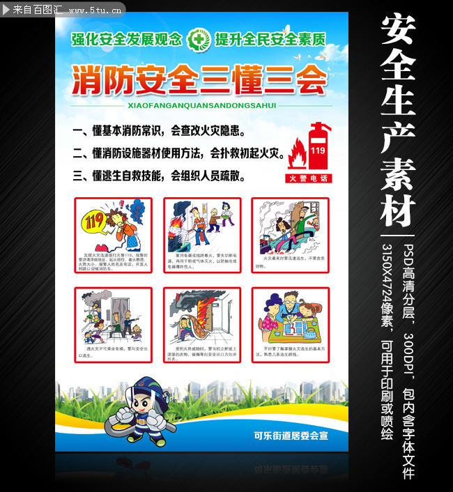 三懂三会消防漫画看板