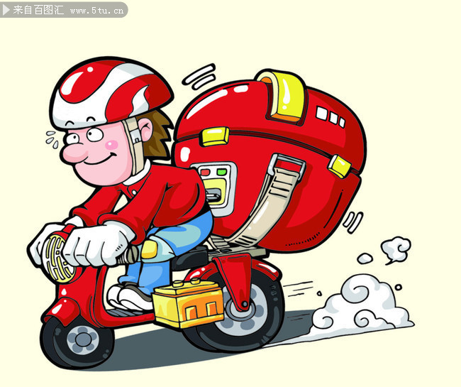 卡通外卖小哥插画图片素材
