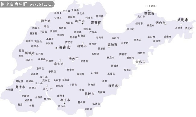 山东行政版图矢量素材