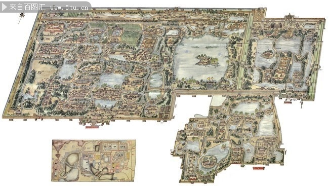 圆明园全景地图古画图片