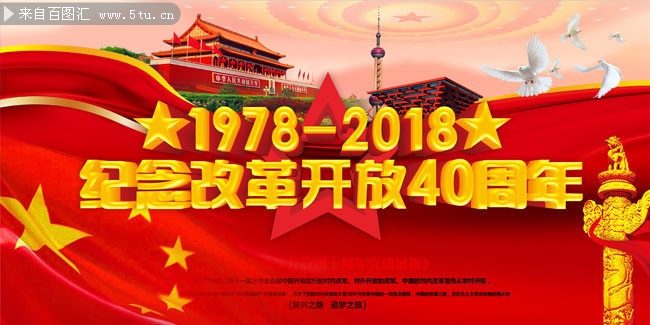 纪念改革开放40周年党建展板图片