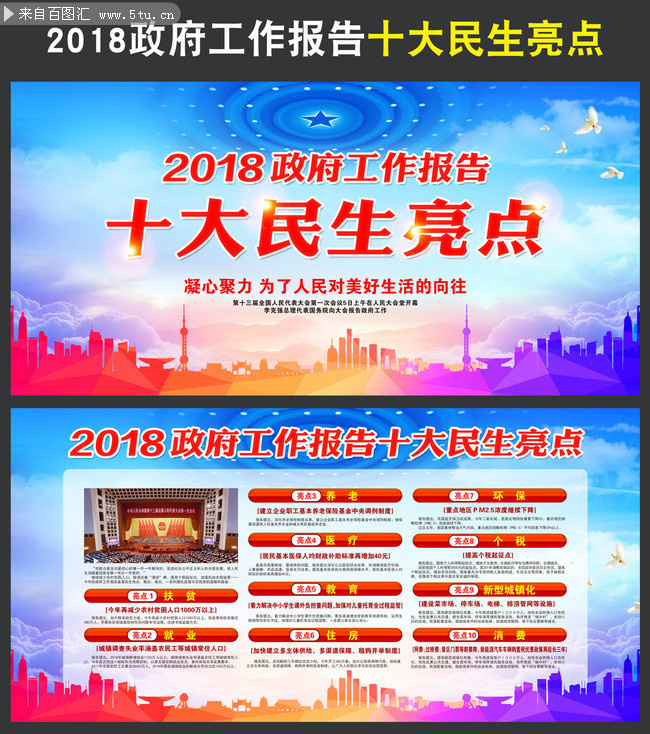 蓝色2018两会民生十大热点宣传栏