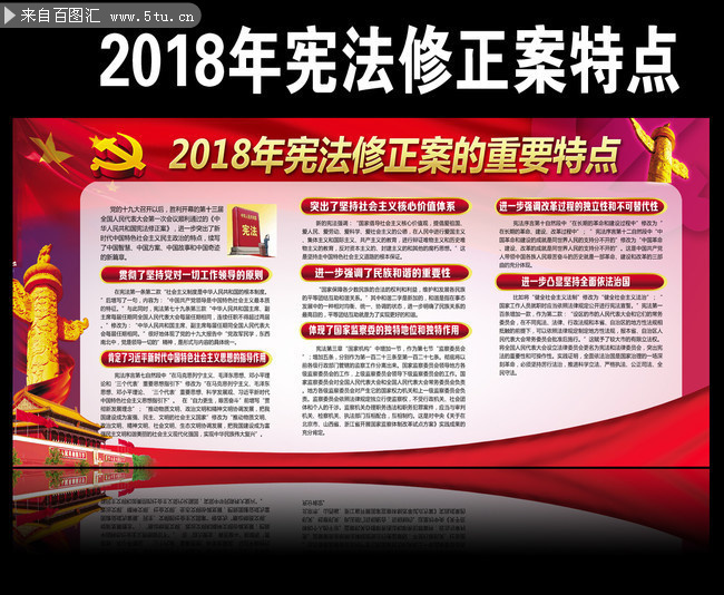 图解2018两会宪法修改重要特点宣传展板