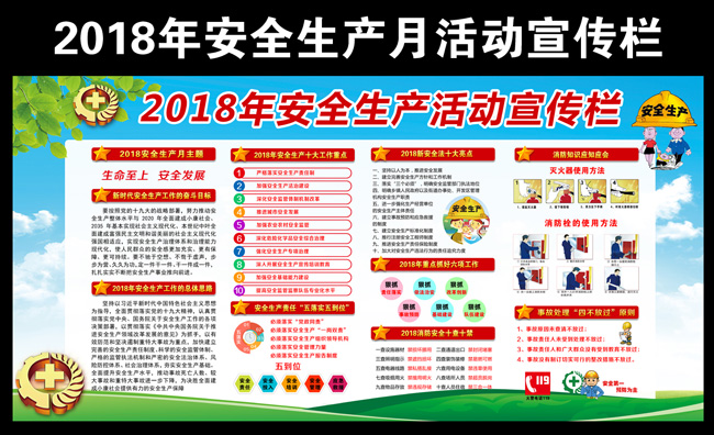 2018安全月主题活动展板模板