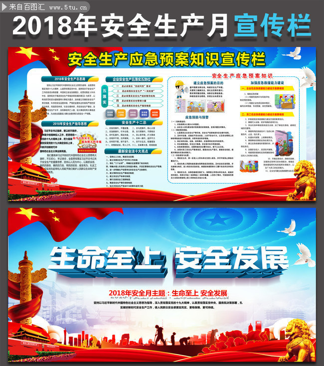 企业2018安全月应急救援知识展板