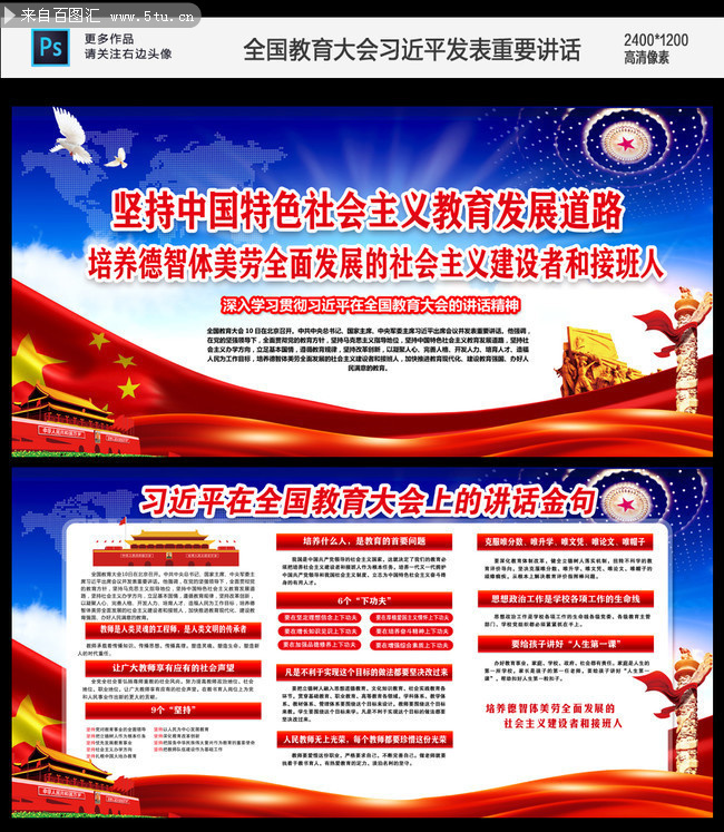 一图读懂全国教育大会讲话内容板报设计