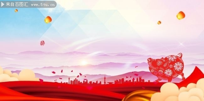 喜庆猪年晚会背景图片