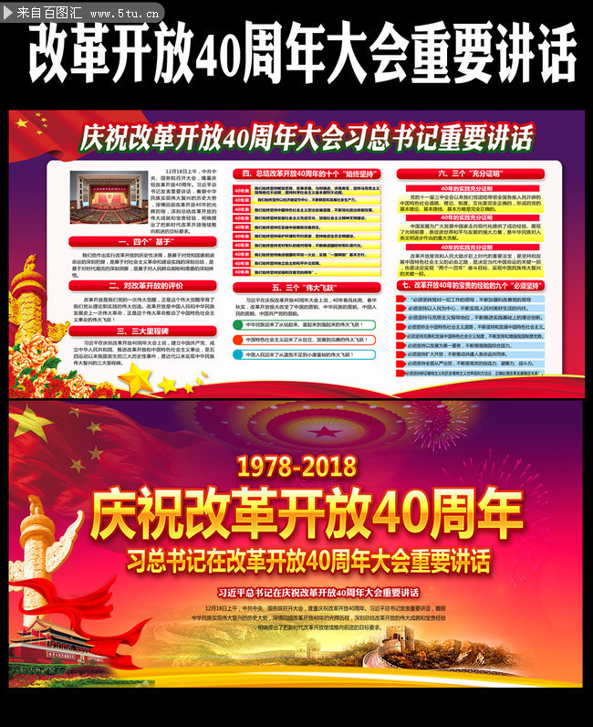 解读改革开放40周年大会重要内容看板设计