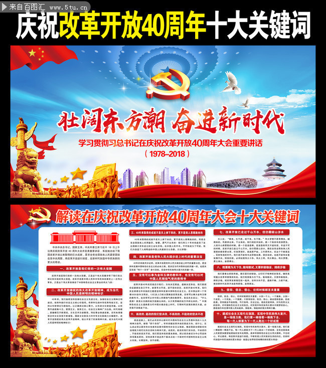 庆祝改革开放40周年讲话关键词解读展板