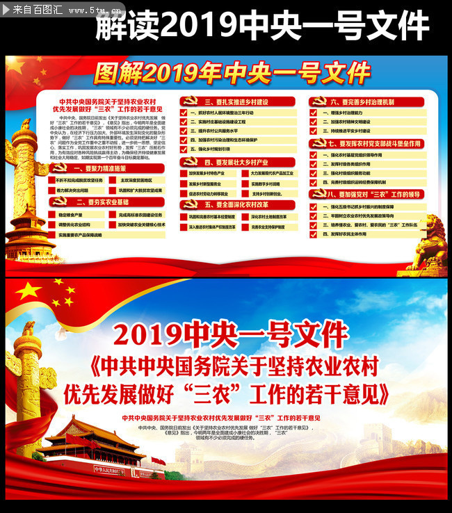解读2019中央一号文件板报设计图