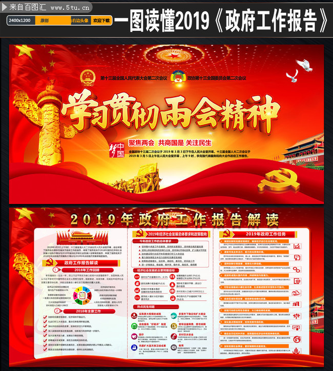 解读2019年政府工作报告板报下载