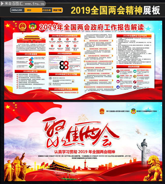 学习2019年全国两会精神展板设计图