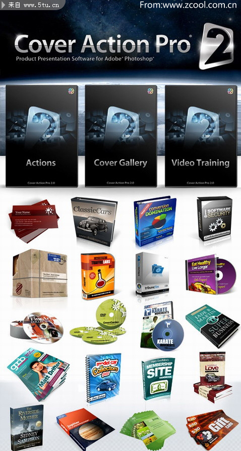 ps书籍装帧动作-cover action pro 2.0 - 字体|笔刷