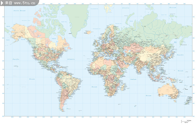 世界地图矢量版 世界地图展开图 - 最新与原创