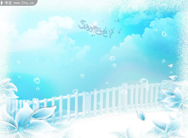 清爽梦幻蓝色背景_各类背景_风景背景_psd分