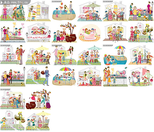 <em>一家人</em>的卡通<em>图片</em> 亲子教育_家人组合_矢量人