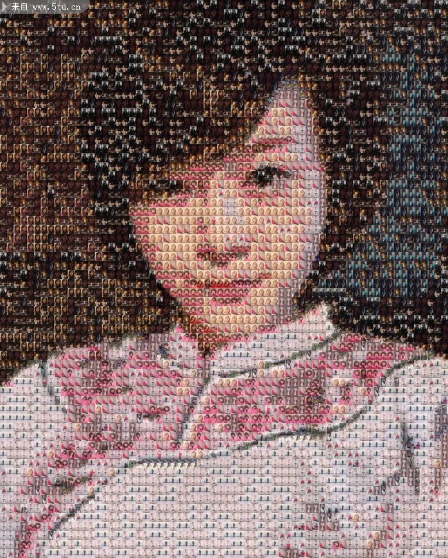 很多小照片组成的一个美女