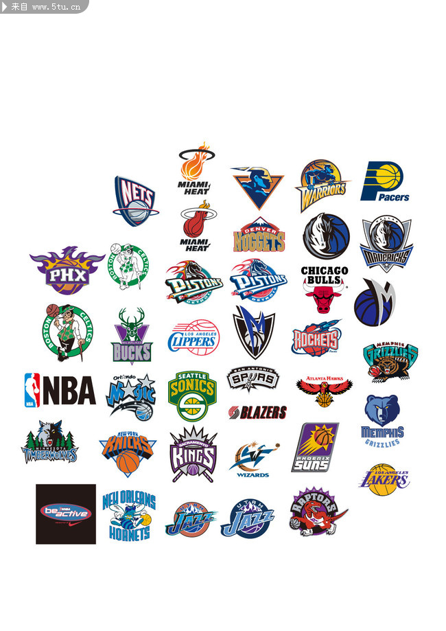 美国NBA球队标志大全 NBA标志矢量图_体育音
