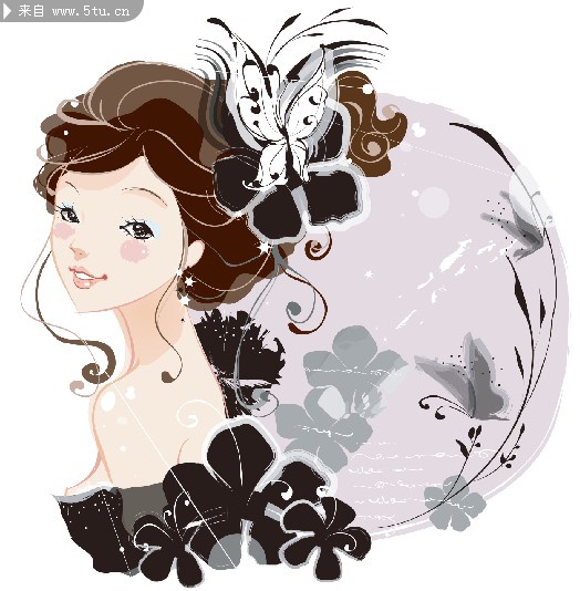 手绘娇滴滴的小女孩_CG插画_稀有高精图片素