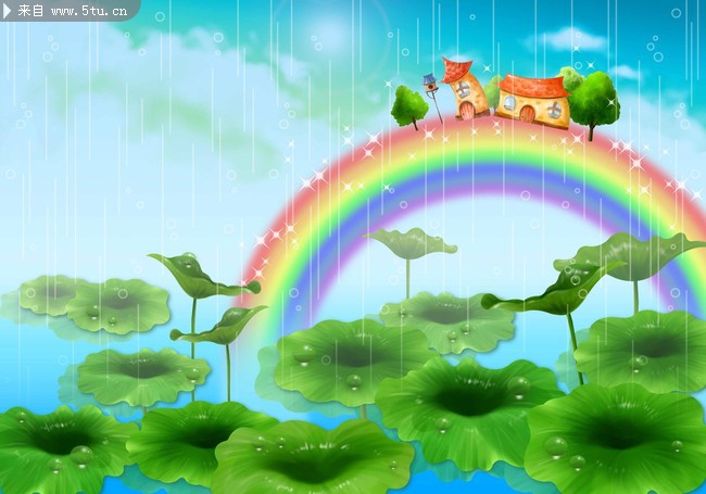 荷塘雨景 荷叶连天