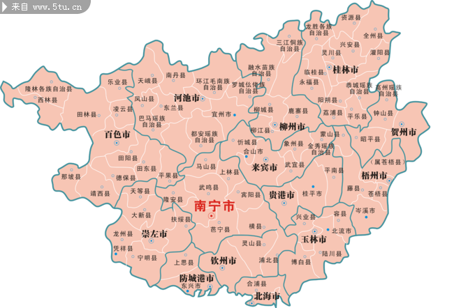 广西省市地图矢量图