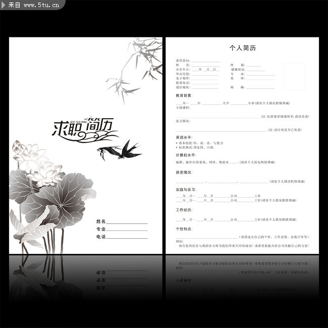 个人求职简历封面模板 毕业求职简历范文_其它