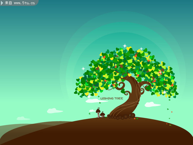 一颗卡通树矢量图