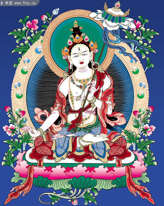 大白伞盖佛母画像 _佛教_宗教图库_稀有高精图