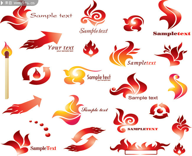 红色火焰形态图标矢量图,花纹,火柴,箭头,纹样,循环,logo标志图片素材