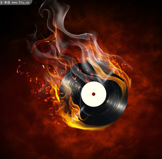 留声机磁碟图片 PS火焰背景素材_影音舞蹈_运