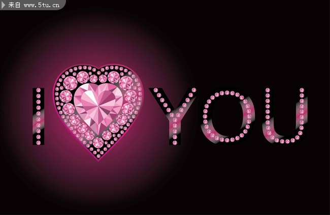 钻石我爱你英文字体 心形钻石图片_美工艺术字
