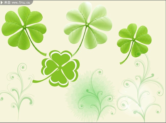 绿色四叶草矢量图 移门图案素材_鲜花花朵_矢