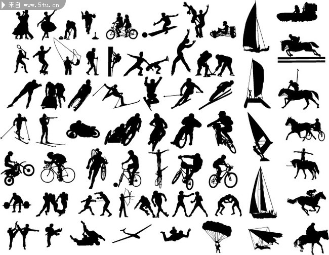 体育比赛项目图标大全 运动人物剪影素材_剪影