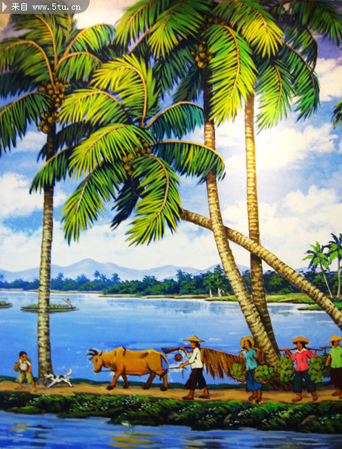 多彩海南风景油画