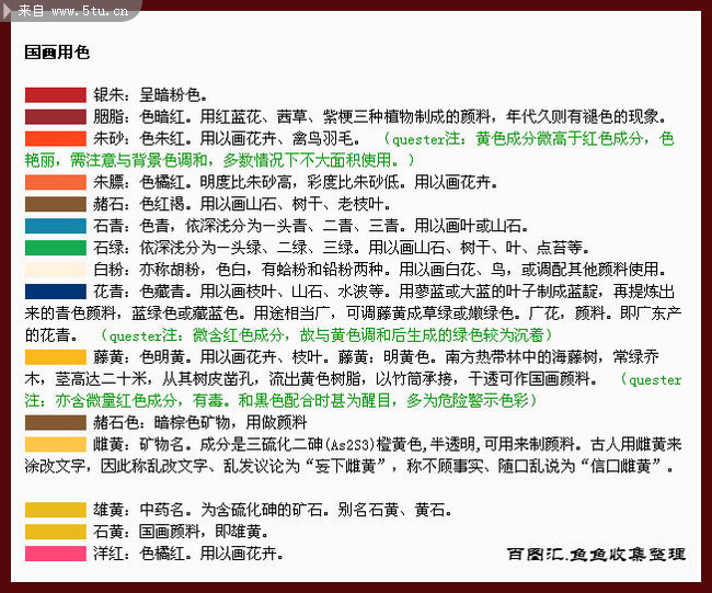 14色国画常用颜色ps色板 - 字体|笔刷|滤镜|插件
