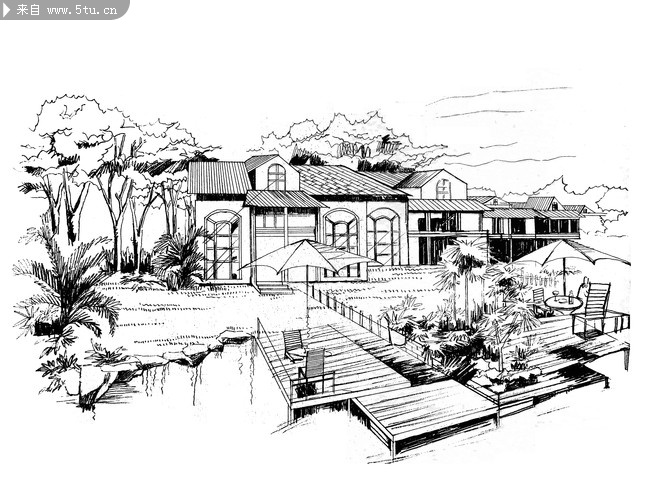原创景观手绘效果图线稿 psd格式
