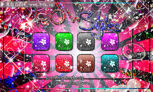 17图银粉小花图案ps样式 - 字体|笔刷|滤镜|插件