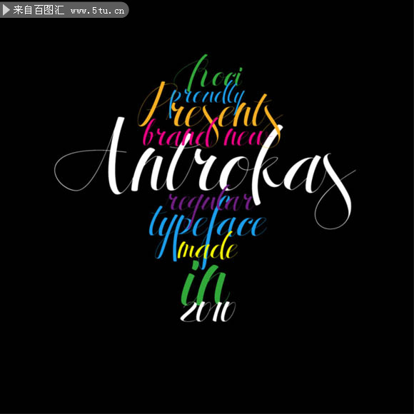 赏心悦目的刷子连笔字英文设计字体-Antrokas