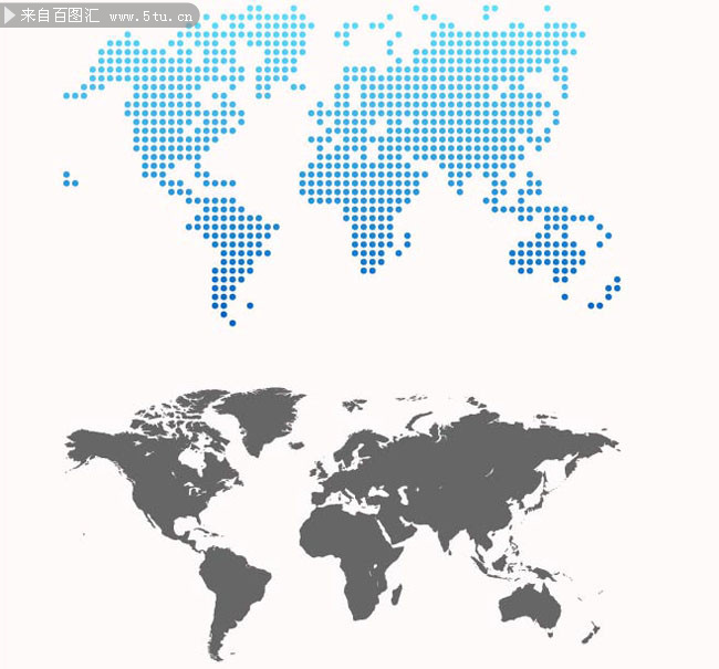 简约世界地图 圆点世界地图 - 最新与原创矢量