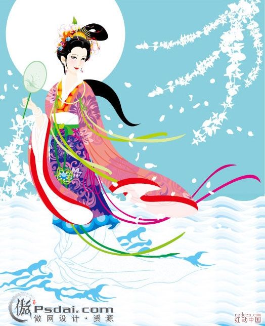 中国传统古典图案之一古典美女仙女