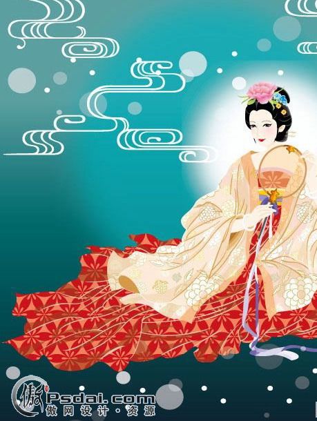 中国传统古典图案之一古典美女仙女