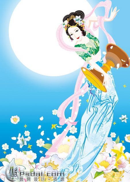 中国传统古典图案之一古典美女仙女