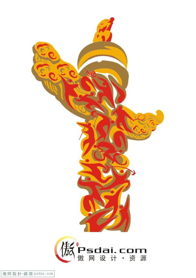 国庆奥运素材精美的抽象华表矢量图cdr格式gqjoysc